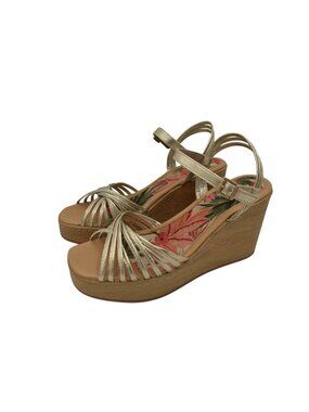 BOC by Born Womens 10 Catalina Metallic Platform Wedge Open‎ Toe Sandals Shoes